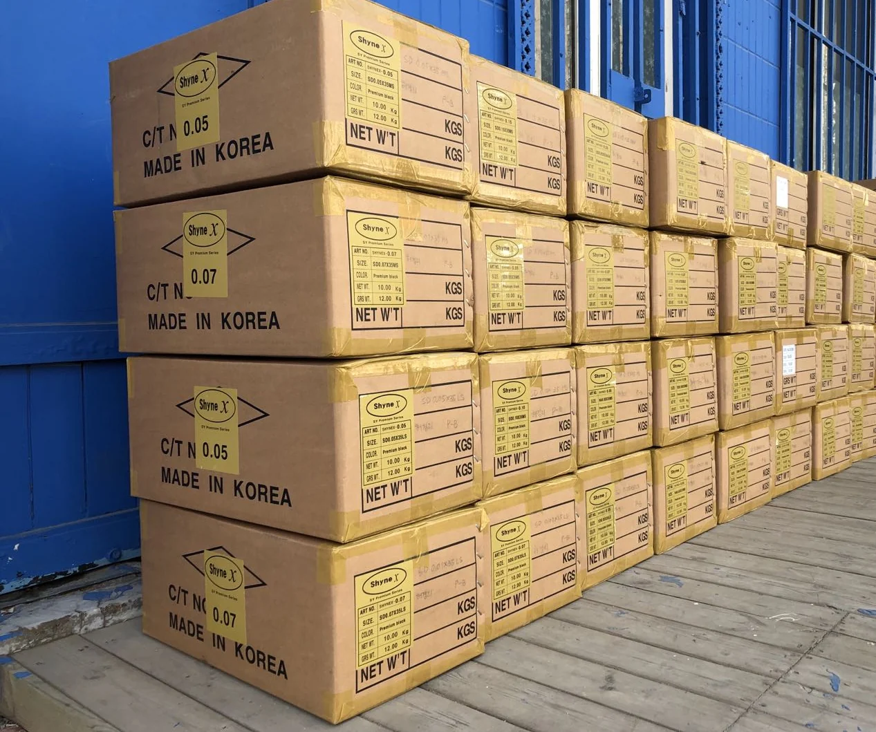 Fibra de Corea, almacenada por grosor